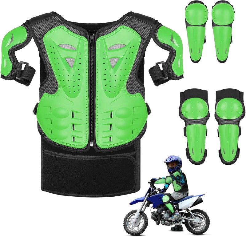 JUSTDOLIFE Youth Dirt Bike Gear, 5 PCS Motorcycle Armbor Protection Jacket, Kids Motorcycle Armor with Knee Pads Elbow Pads Chest Protector Racing for Outdoor Sports - Image 2